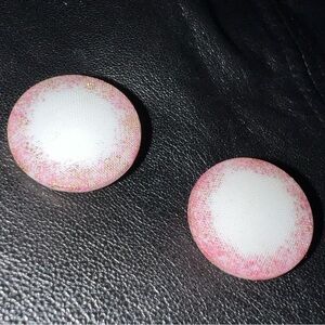 1970’s Vintage Pink & White Clip On Earrings | Round Lucite Earrings